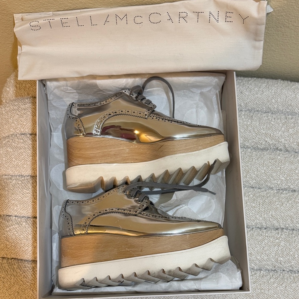 Stella McCartney Silver Platform Sneakers with Chunky Sole